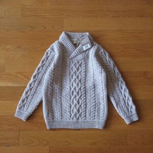 Aran Sweater Market Kids Shawl Collar Sweater‎ Oatmeal Cable Knit 6-7 Yrs NWT